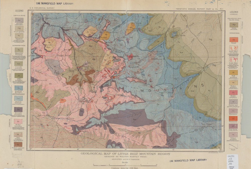 Geological map of Little Belt mountain region Montana Memory Project