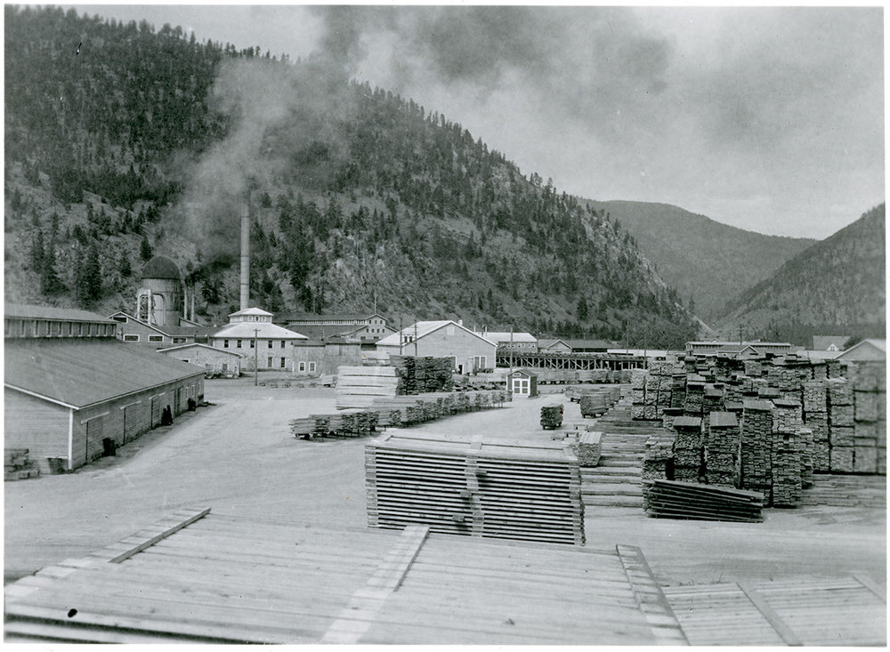 Bonner Mill, stacked lumber Montana Memory Project