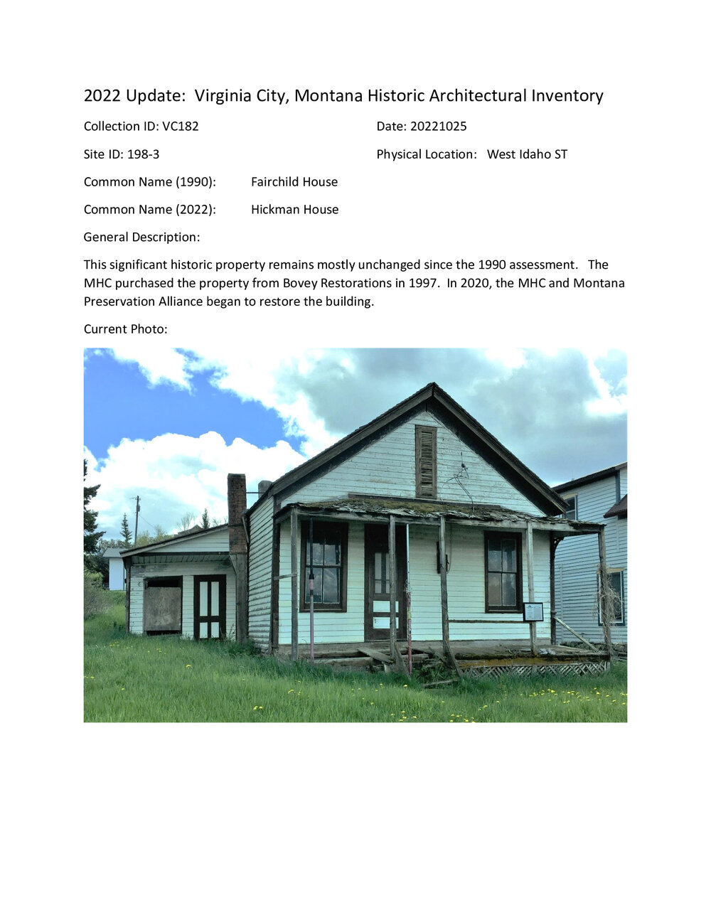 Fairchild House 2022 update Montana History Portal