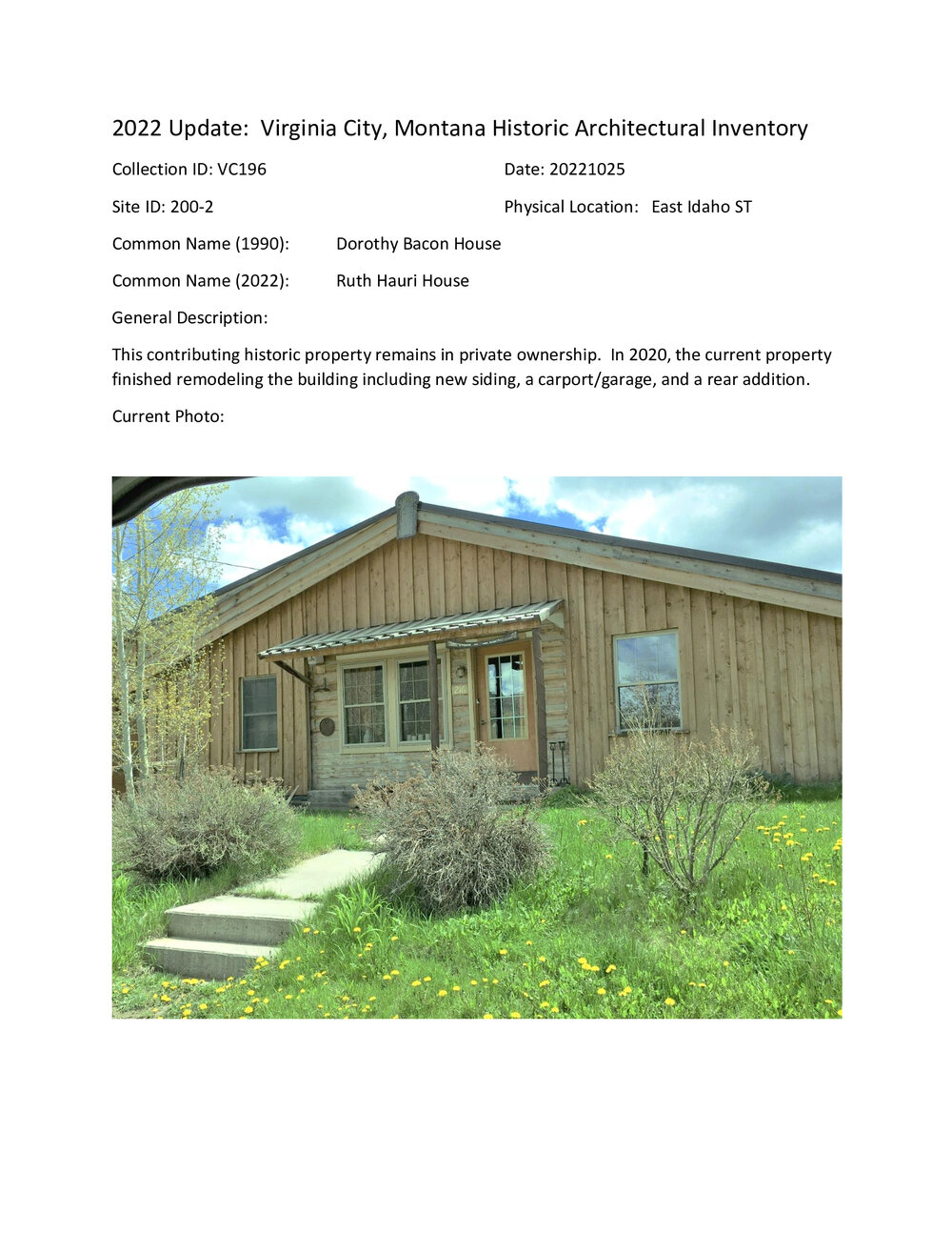 Bacon House 1 2022 update Montana History Portal