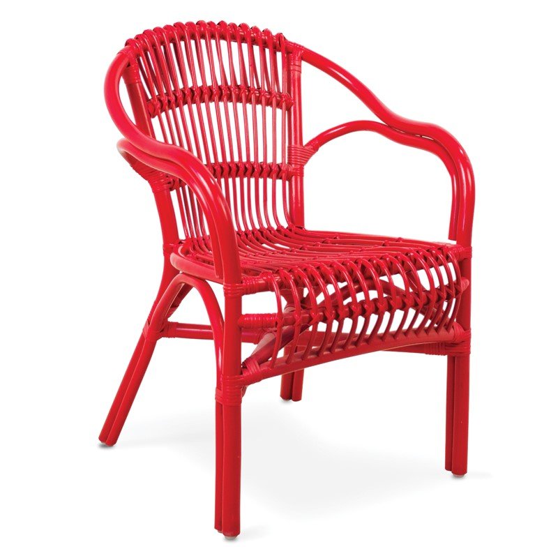 Silla Rattan color rojo y negro