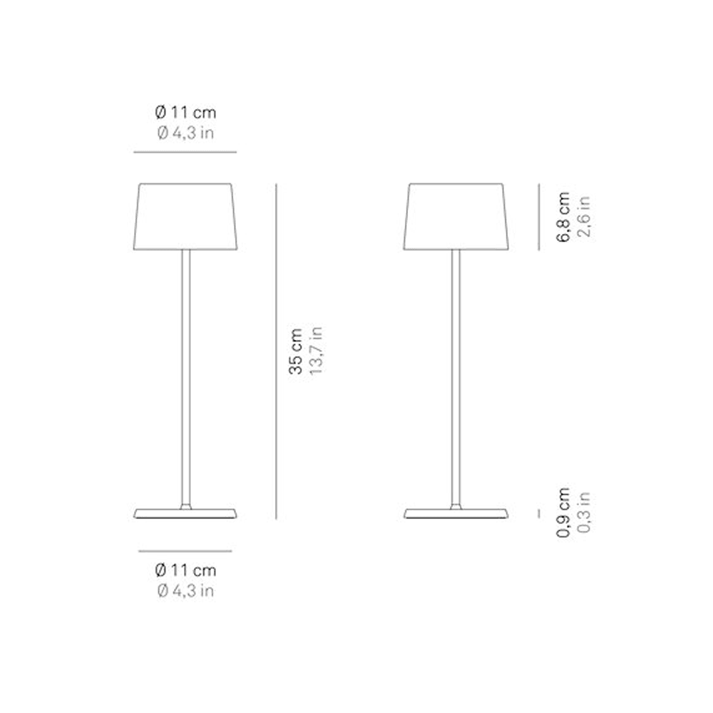 Lámpara sobremesa Olivia Pro Zafferano. Lámpara LED con batería recargable.