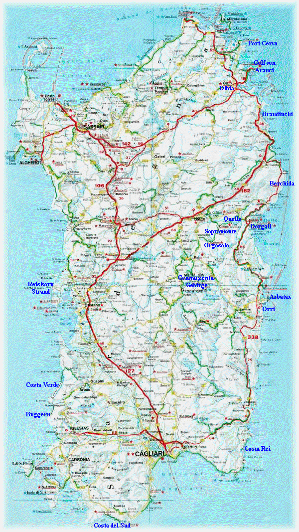 Sardinien Karte Mittelmeer karta sardinien Sardinien karte mittelmeer Europa Karta