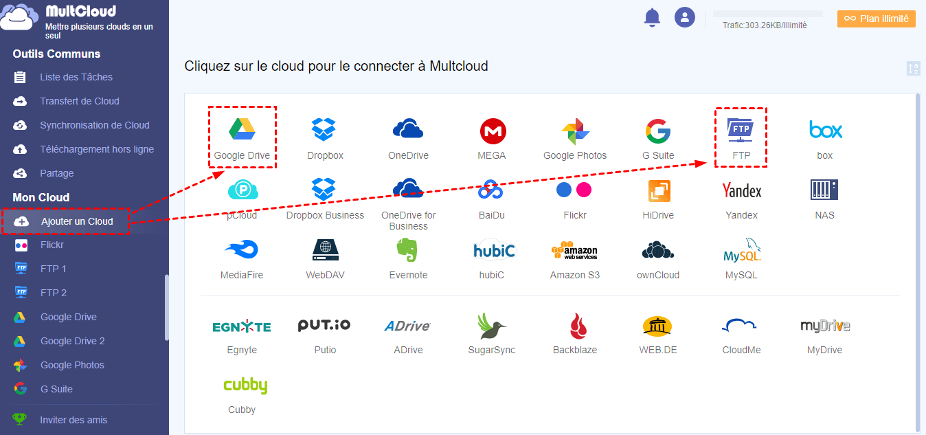 Comment accéder à Google Drive via FTP