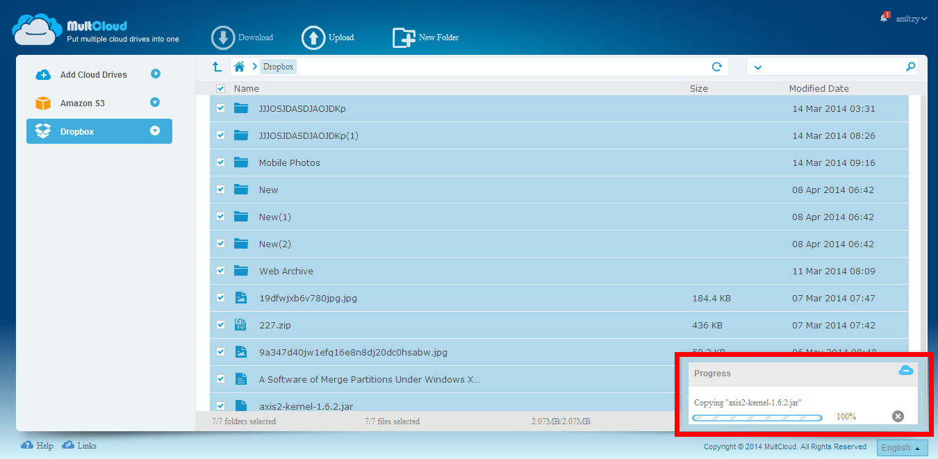 Backup Dropbox to Amazon S3, Google Drive, One Drive, MEGA, SugarSync, Box