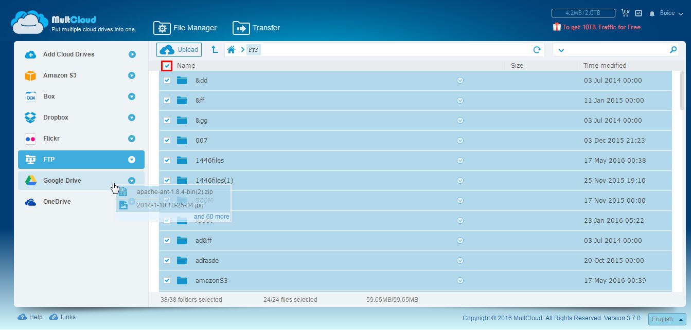 Backup FTP to Google Drive, Dropbox, MEGA, Amazon S3, OneDrive, Evernote