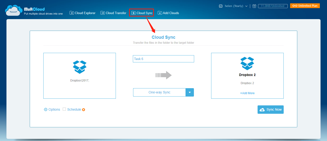 Dropbox Selective Sync MultCloud