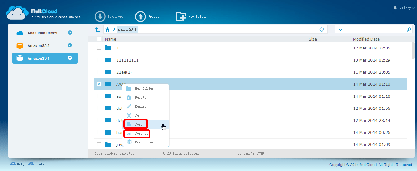 Transfer Files Between Amazon S3 Accounts, Dropbox Accounts, Google