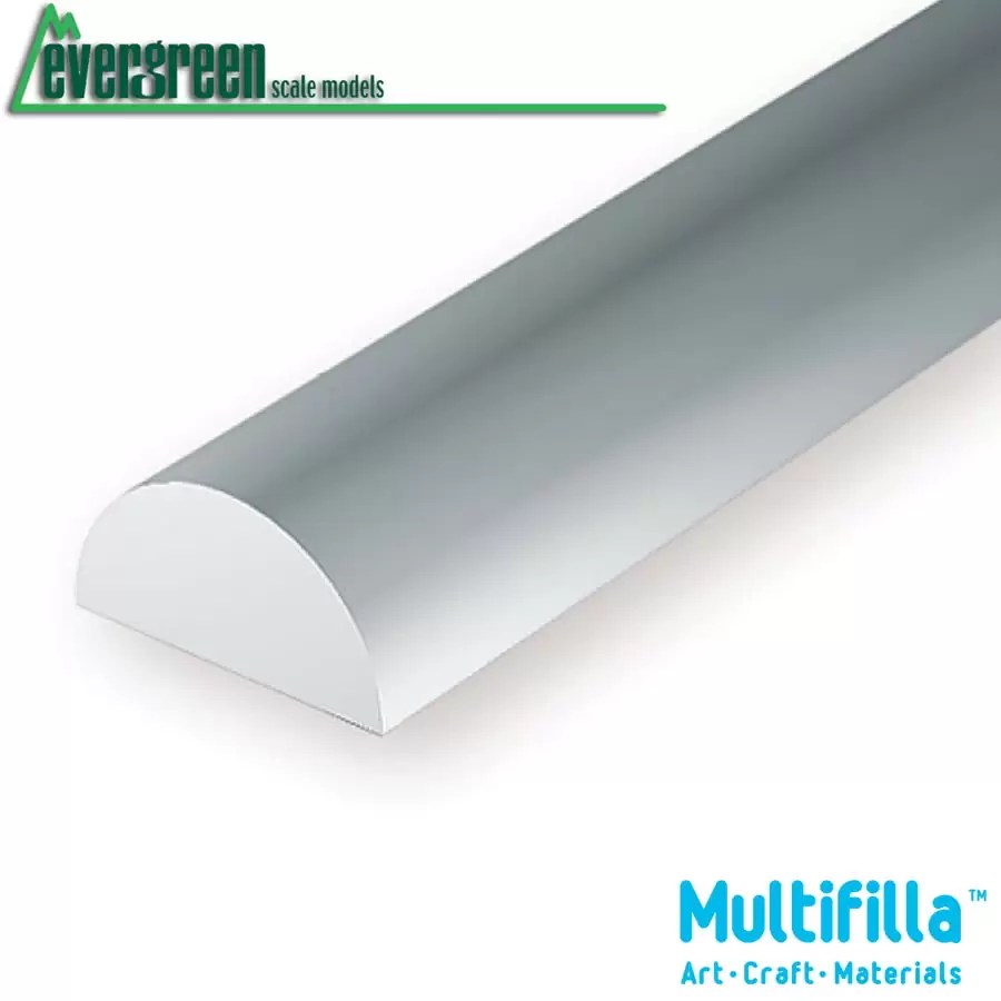 Evergreen Opaque White PolyStyrene Plastic Half Round Multifilla