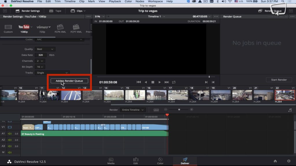 Export Davinci Resolve file to Youtube, Vimeo, Instagram