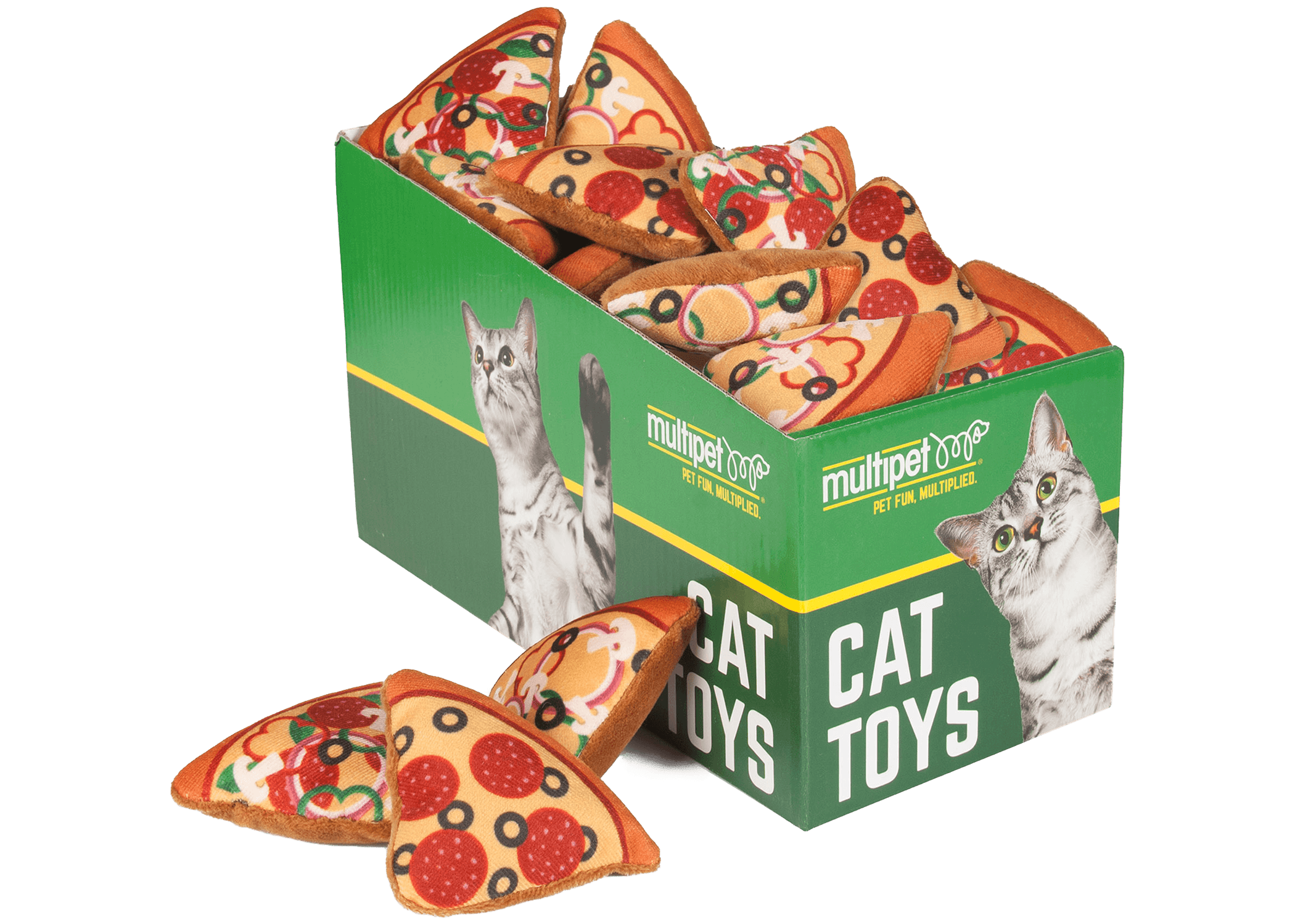 Pizza Cat Toys, 25 Piece PDQ Multipet