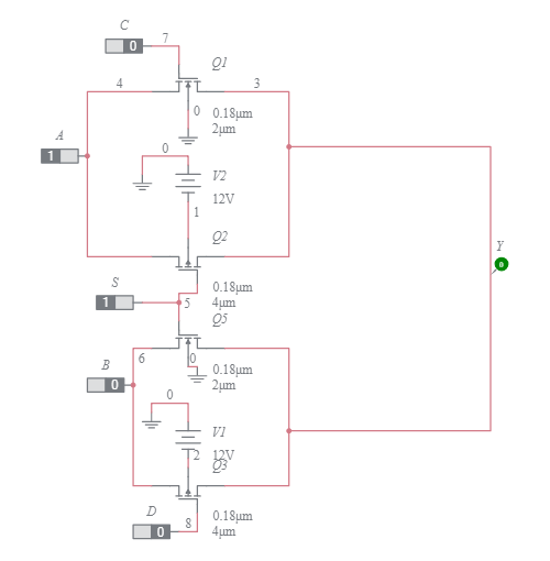 2:1 mux using transmission gate - Multisim Live