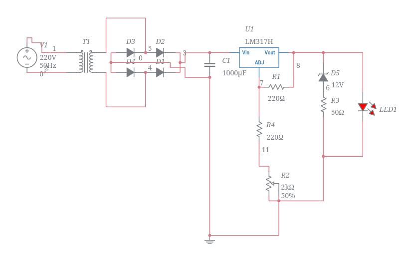 variable voltage regulator Multisim Live