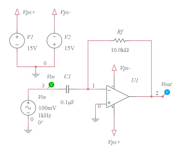Op Amp differentiator Multisim Live