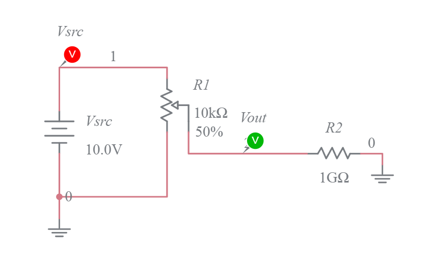 Day 23 Voltage divider potentiometer Multisim Live