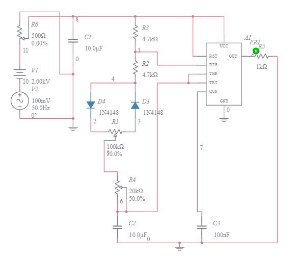 555 timer variable frequency and Duty Cycle Multisim Live