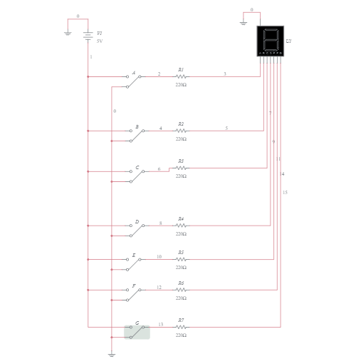 7 segment display Multisim Live