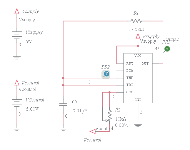 Voltage Controlled Oscillator using 555 Timer pot Multisim Live