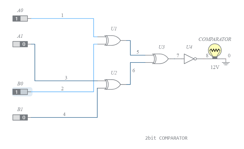 Copy of 2bit COMPARATOR Multisim Live