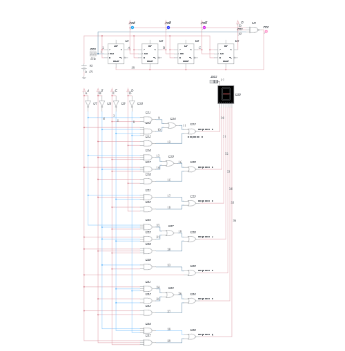 Copy of Counter to 7 Segment Display with JK Flipflops and Logic Gates