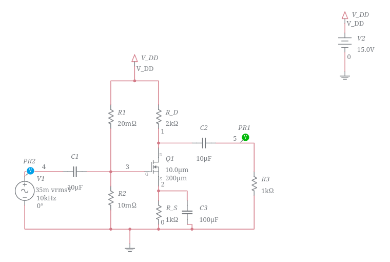 MOSFET Amplifier design Multisim Live