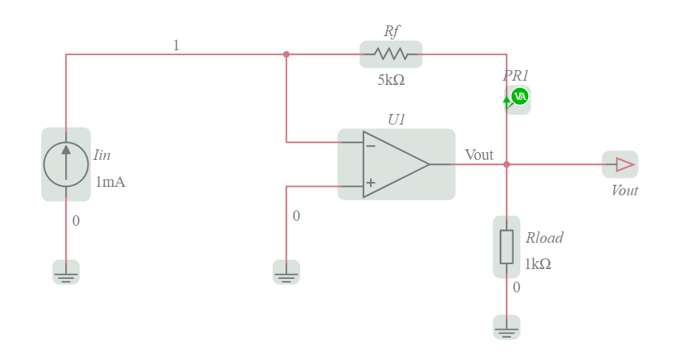 (Inverting) Transresistance Amplifier / CurrentControlled Voltage Source Multisim Live