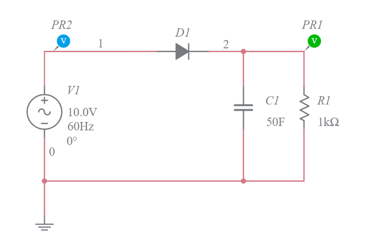 Halfwave Rectifier Circuit Multisim Live