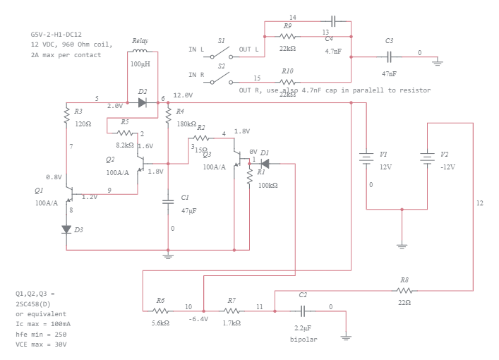 Multing circuit for audio amp or preamp Multisim Live