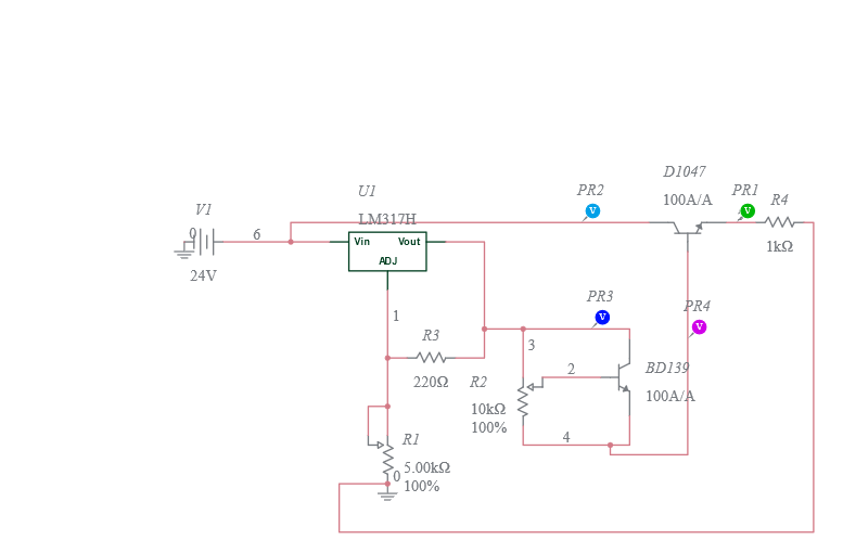 POWER SUPPLY using lm317 Multisim Live