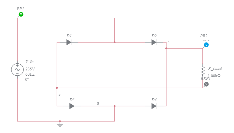 Bridge Type FullWave Bridge Rectifier Multisim Live