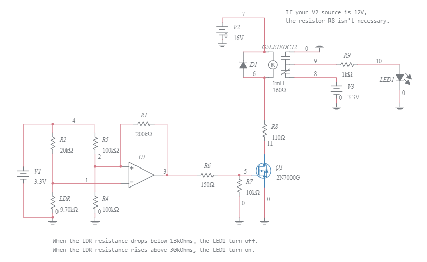 LDR AND RELAY Multisim Live
