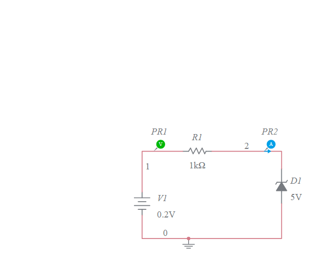 Zener Diode reverse bias Multisim Live