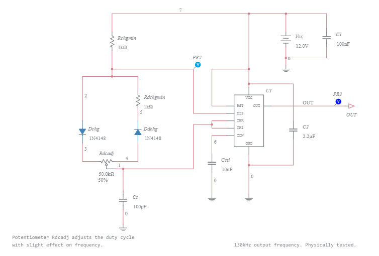High frequency PWM with NE555 Multisim Live