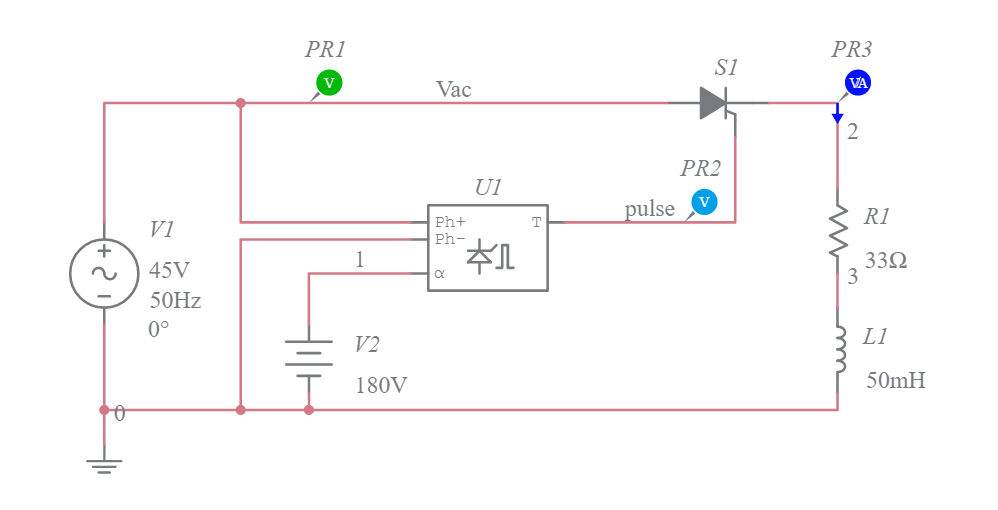 PW1 Single phase half wave controlled rectifier Multisim Live