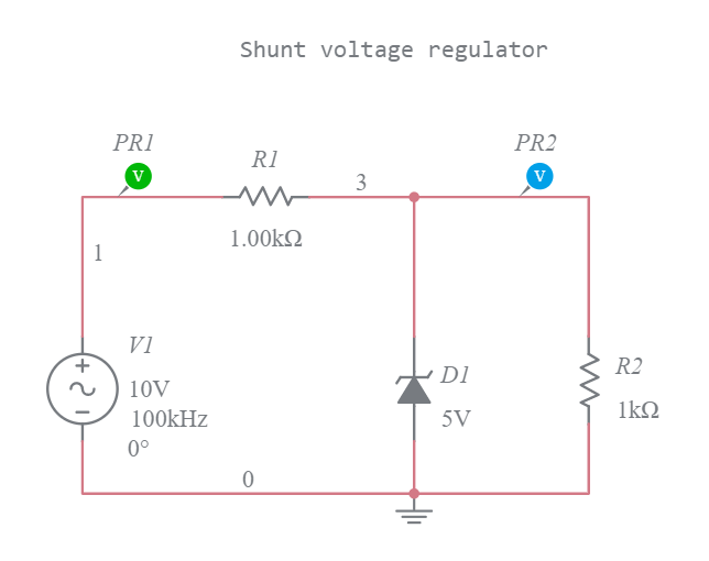 Shunt voltage regulator Multisim Live