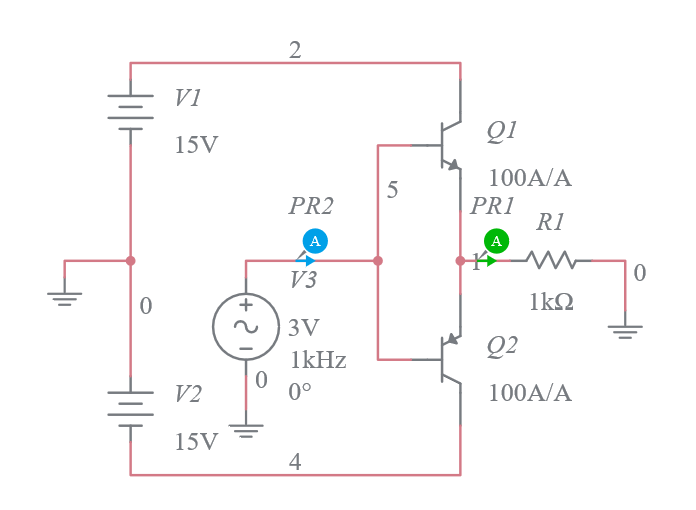 PushPull Amplifier Multisim Live