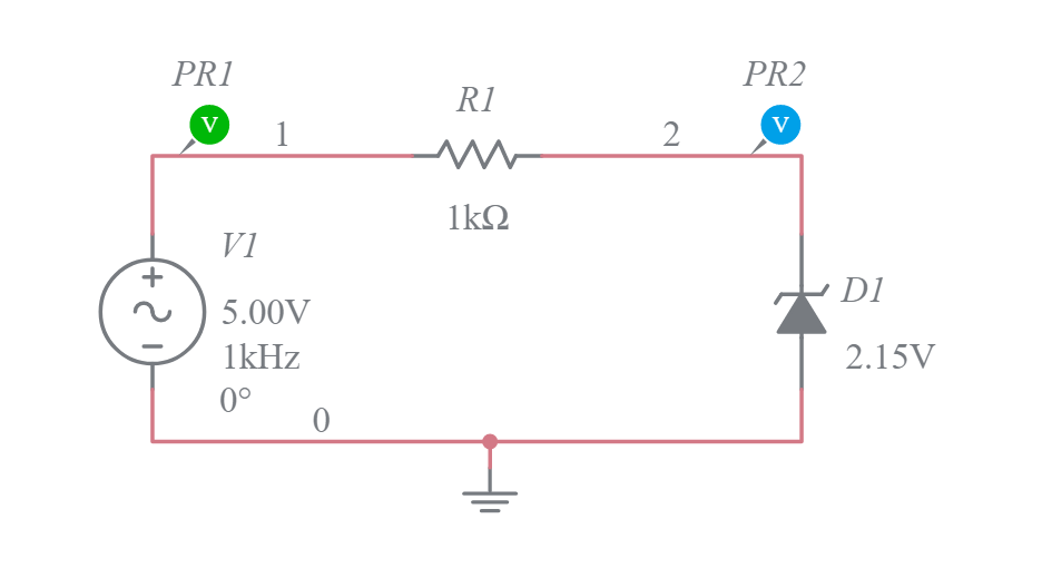 zener diode clipping circuit Multisim Live