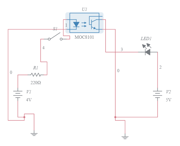 Optocoupler Circuit Multisim Live