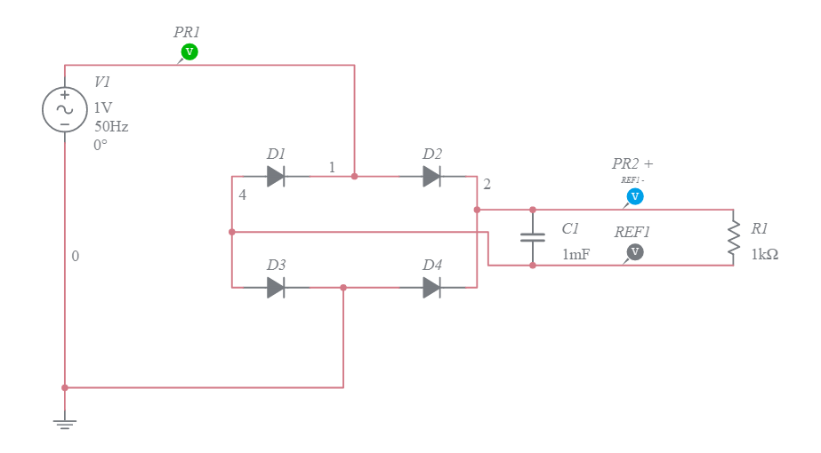 bridge rectifier Multisim Live