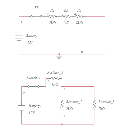 series parallel circuits Multisim Live