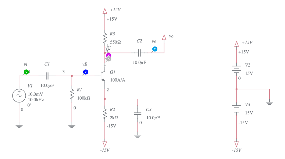 bjt amplifier CE Multisim Live