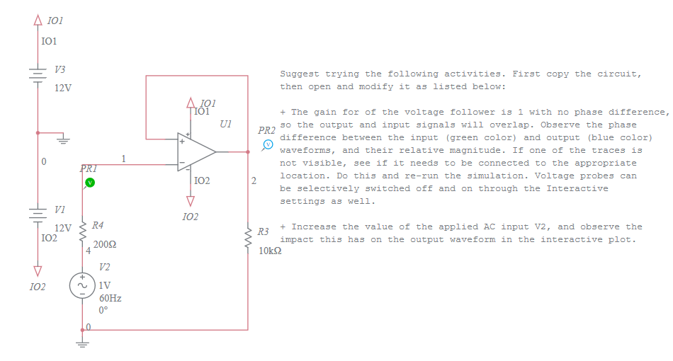 Copy of Trans Opamp voltage follower Multisim Live