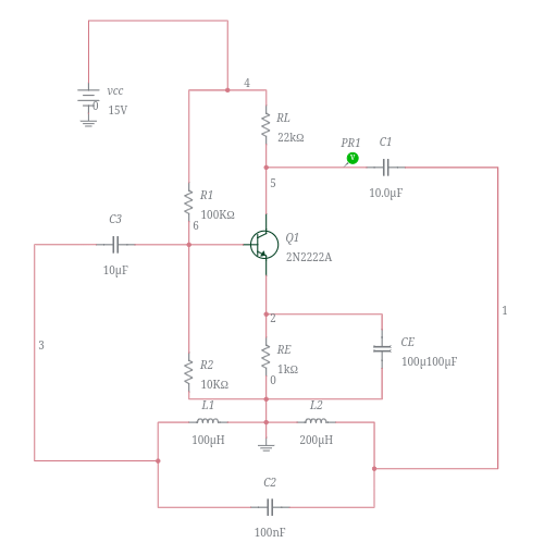 Hartley oscillator Multisim Live