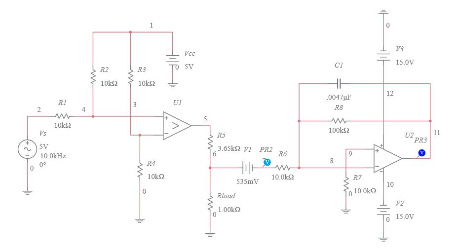 op amp integrator Multisim Live