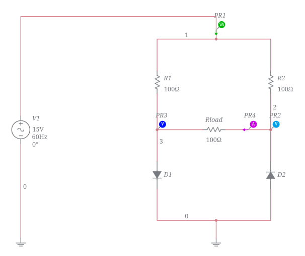 HalfBridge Rectifier (Floating Load) Multisim Live
