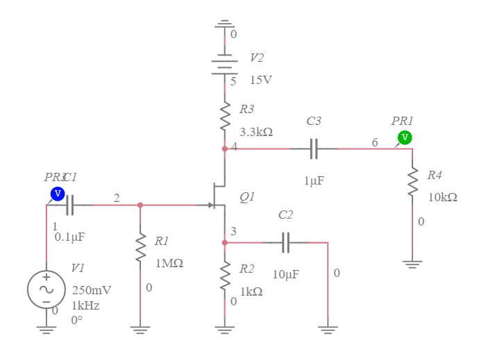 CommonSource JFET Amplifier Su Multisim Live