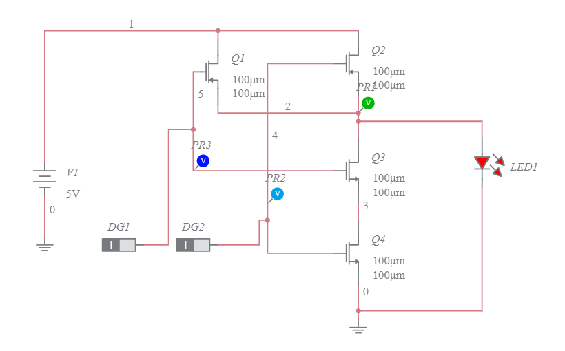 Copy of Nand Gate Using mosfet Multisim Live