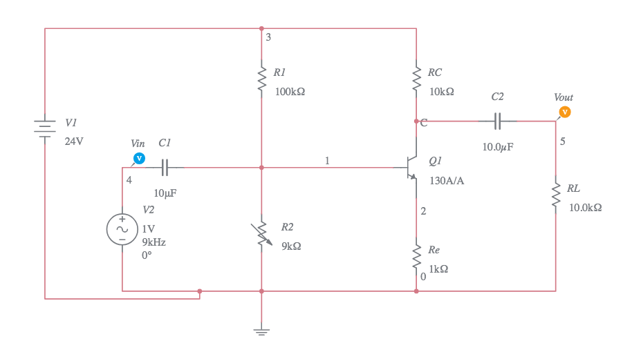 Transistors LAB 1 vIN and vOUT RL Multisim Live