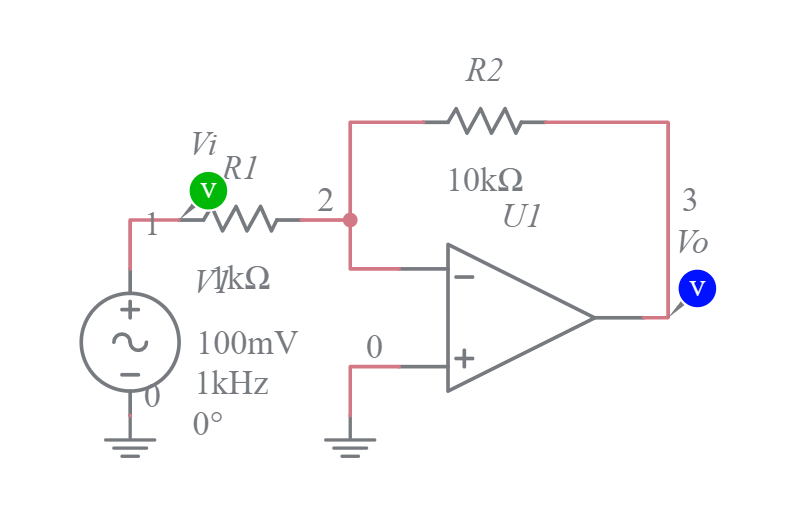 Inverting Amplifier Multisim Live