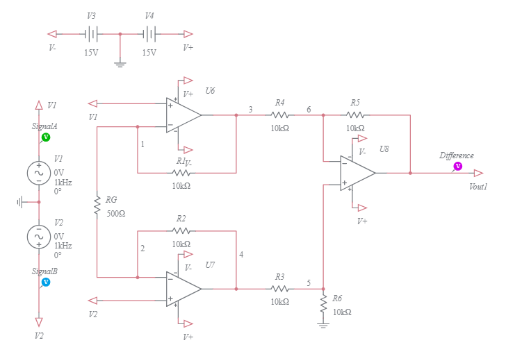 Instrumentation Amplifier Multisim Live